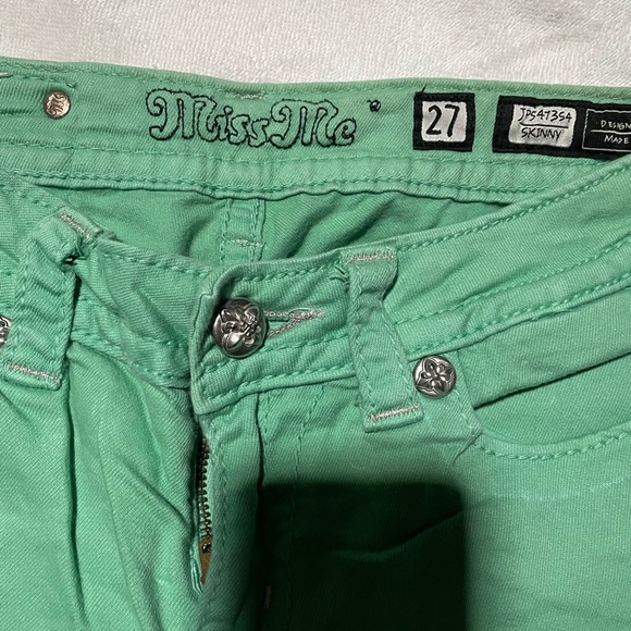Miss Me Green Skinny Jeans - Picture 9 of 11